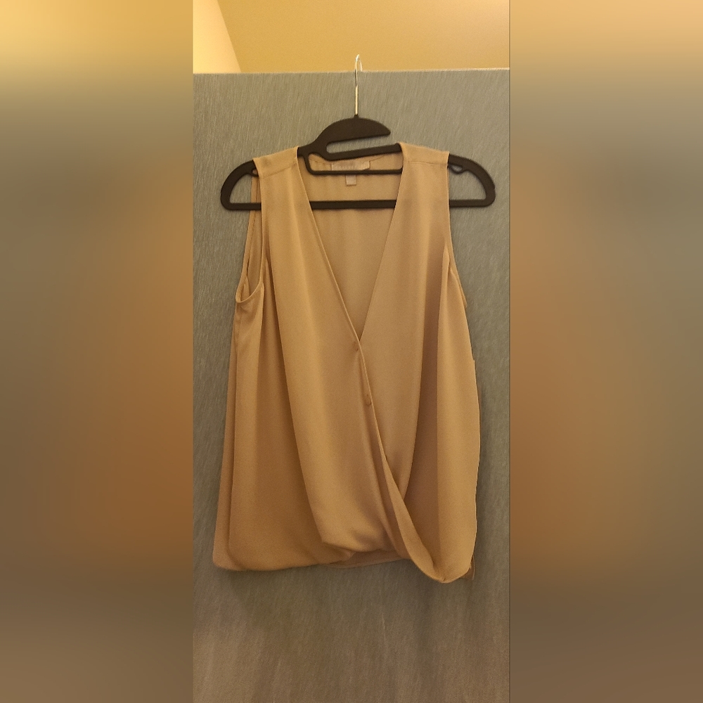 Chelsea28 Surplice Wrap Blouse Medium, tan